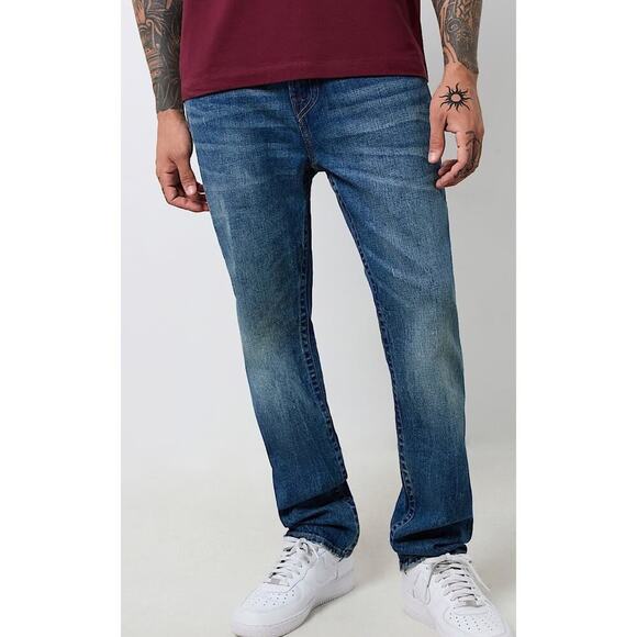 True Religion Jeans Geno Relaxed Slim Flap Sz 38x32 Bloomfield St Medium Wash - Picture 1 of 10